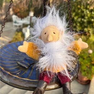 Folkmanis Folktails Gnome Hand Puppet Old Man Wizard White Beard Plush Retired
